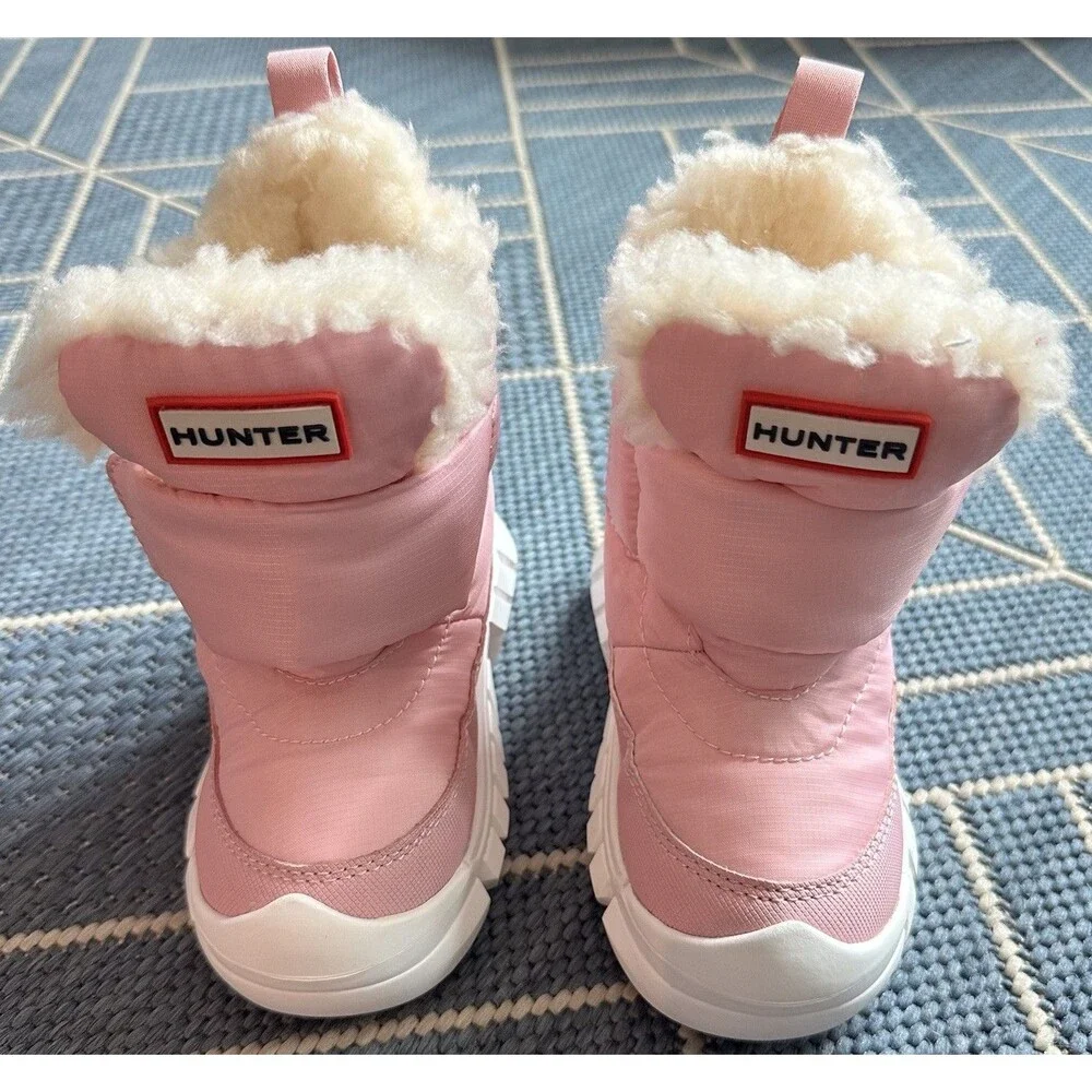 Hunter Kids Igloo Light Pink Insulated Waterproof Faux Fur Snow Boots 8T EUC